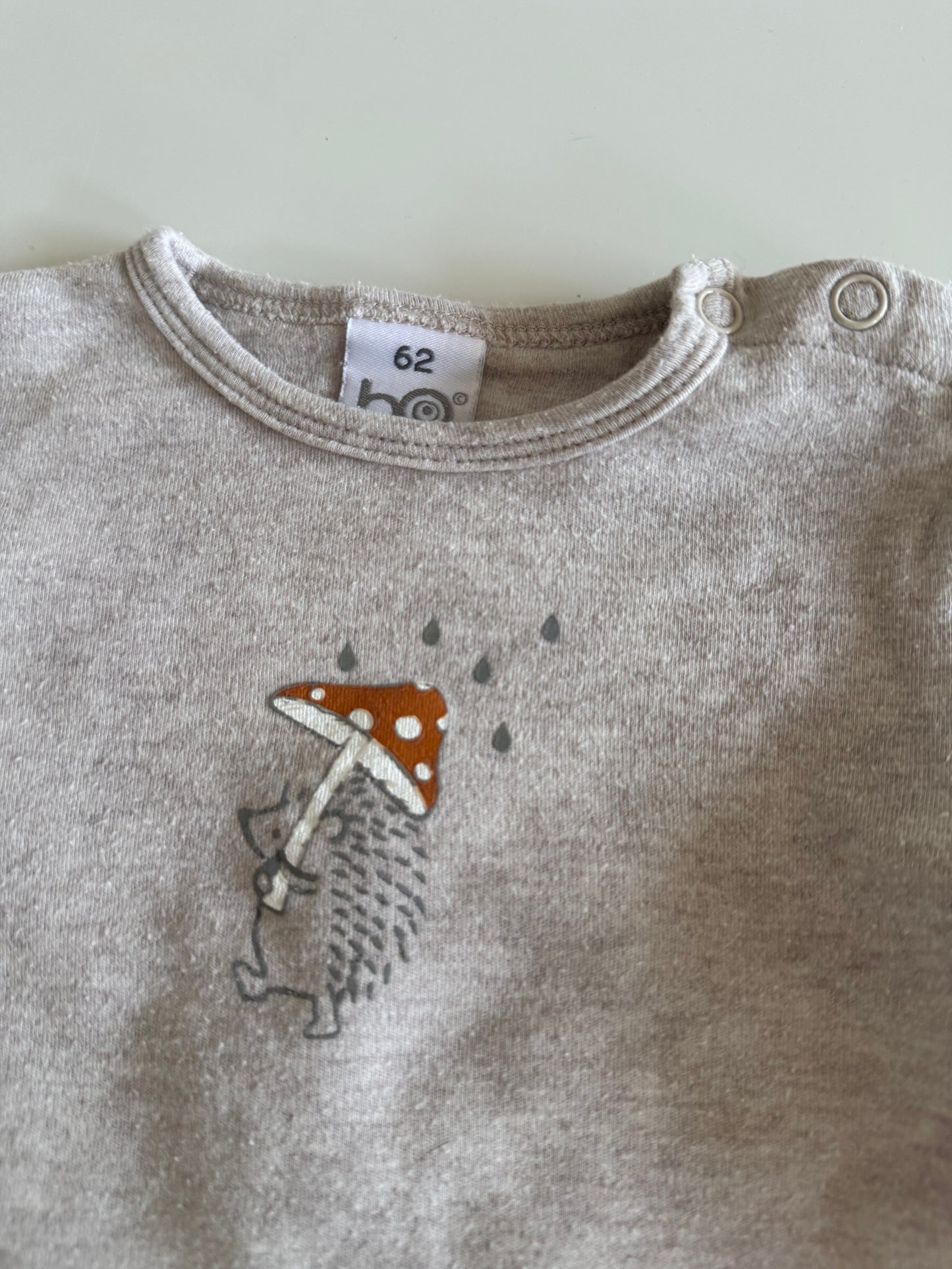 BO Langarmshirt Igel Fliegenpilz grau beige 62