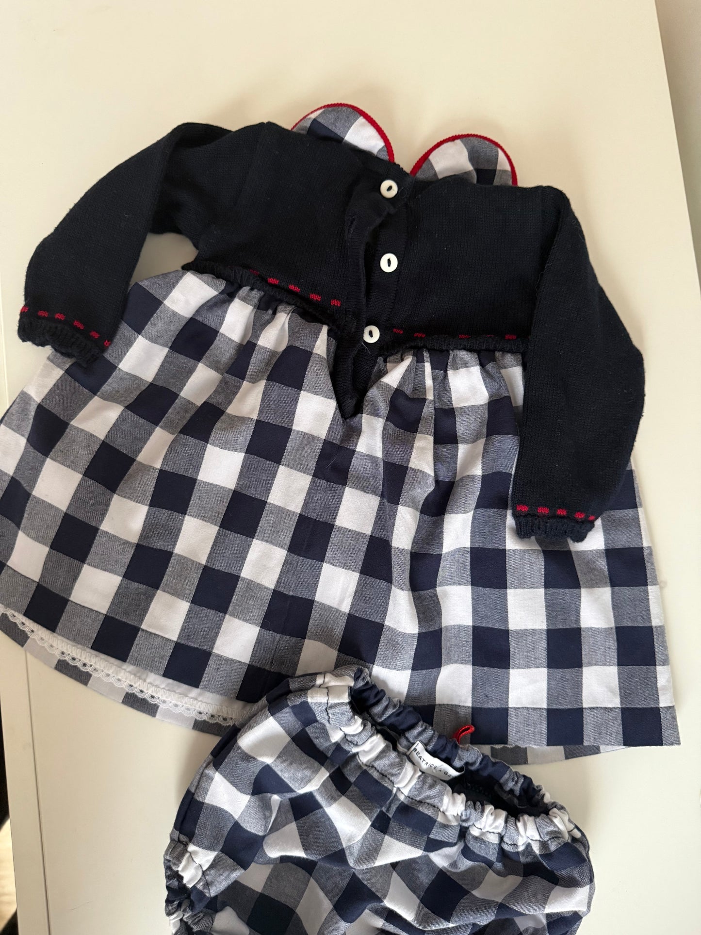 BEATRICE & GEORGE Kleid blau weiß kariert 62/68