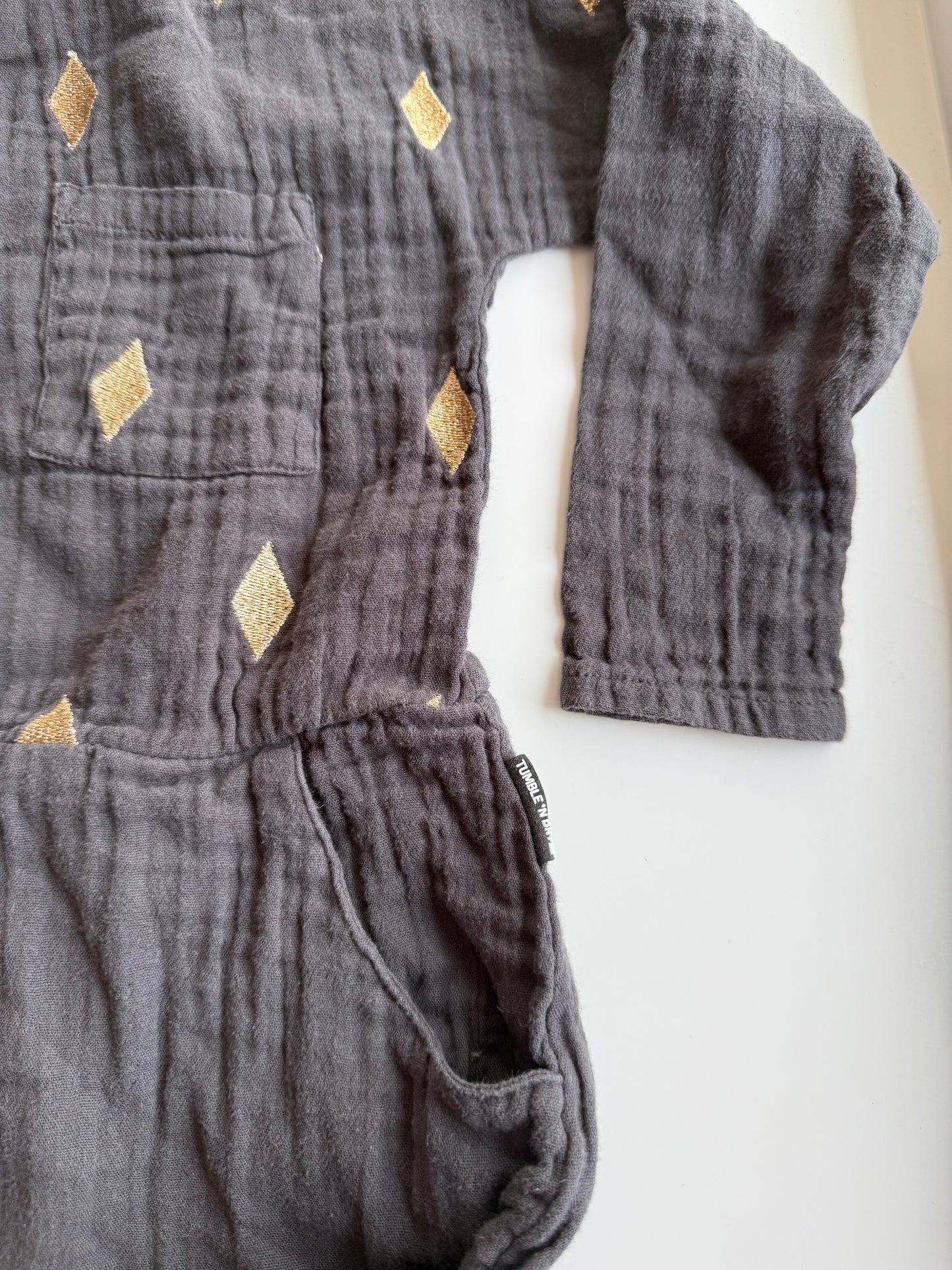 TUMBLE N‘DRY Kleid Musselin dunkelgrau Gold 98