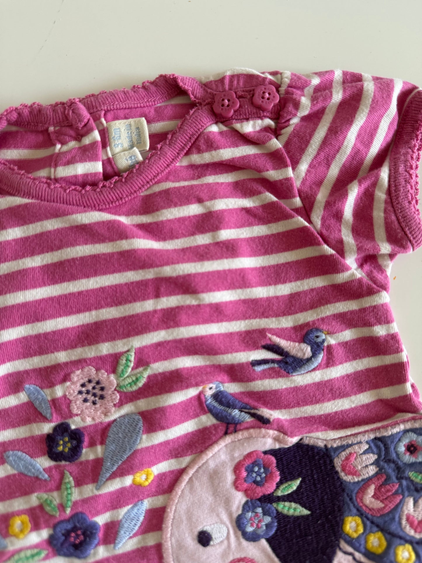 JoJo MAMAN BEBE kurzer Strampler Elefant pink gestreift 62/68