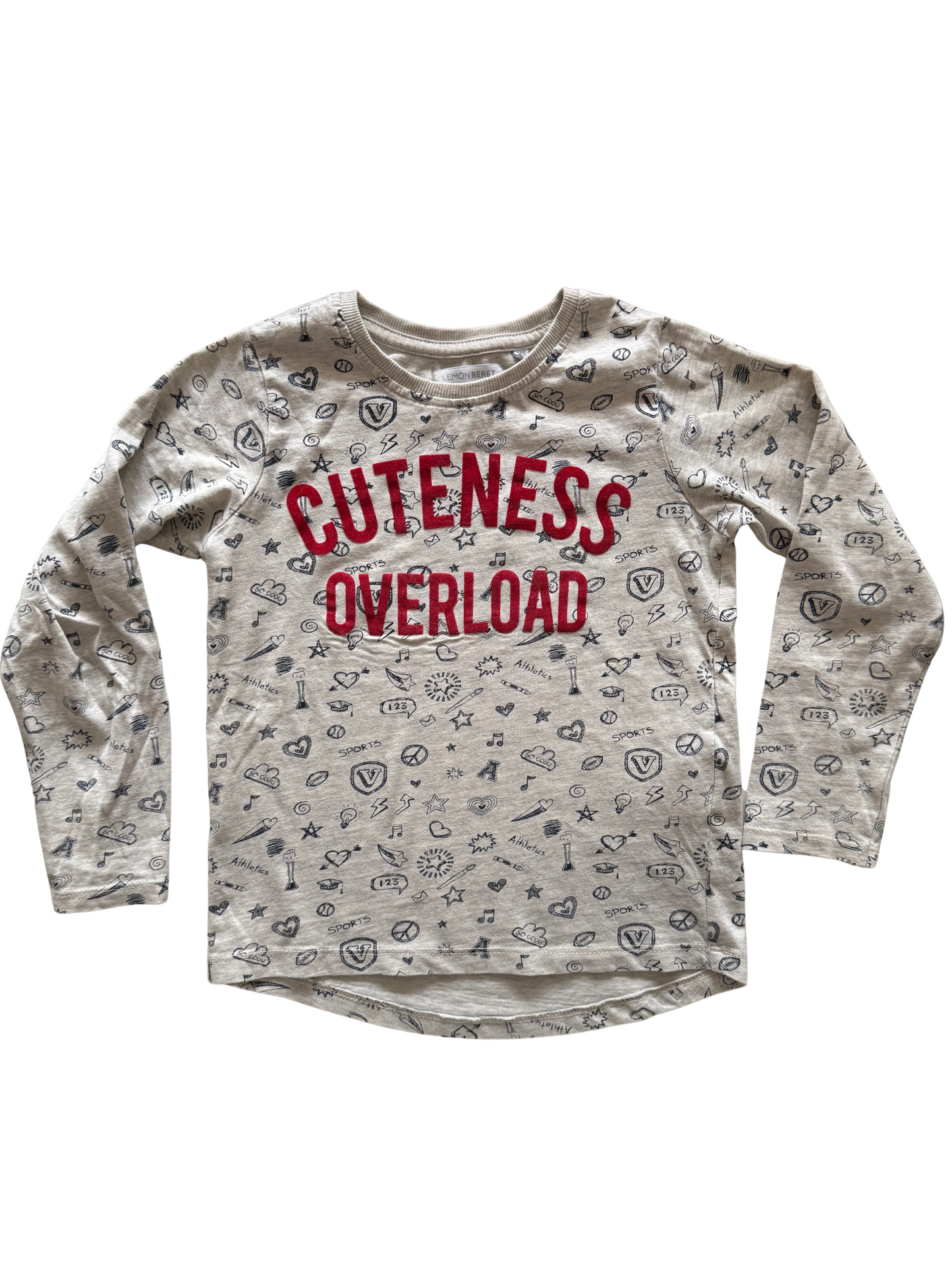 LEMON BERET Langarmshirt print Cuteness overload grau 116/122