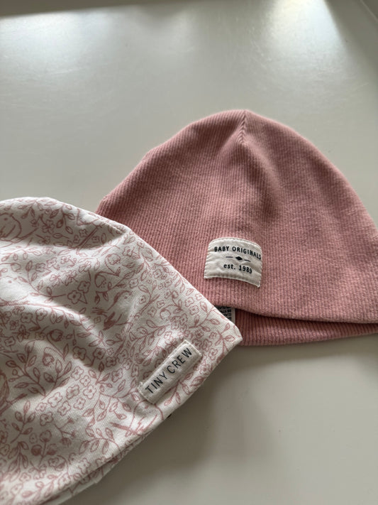 H&M Mützen Set rosa weiß 62/68