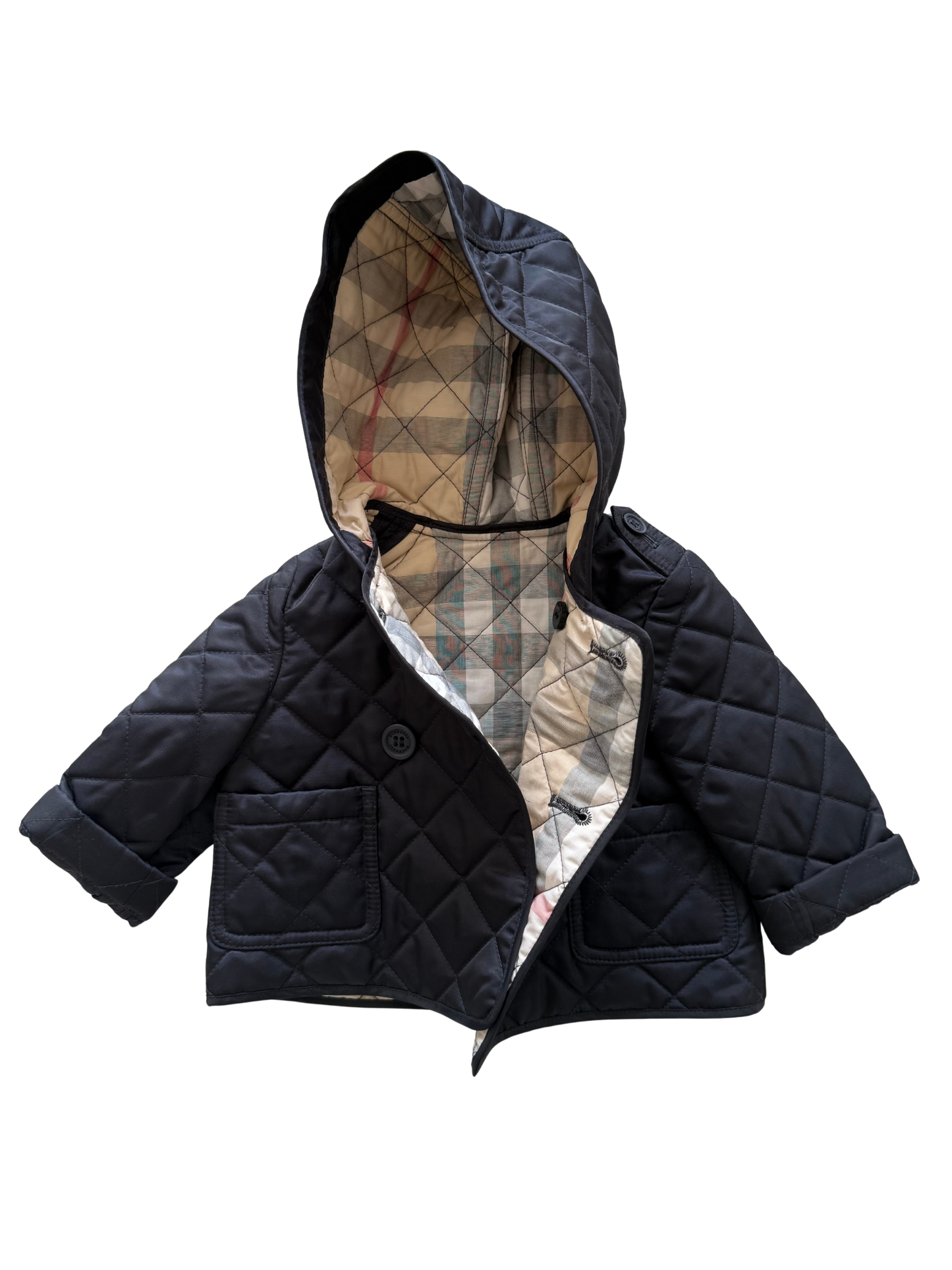 BURBERRY Steppjacke dunkelblau Check 62/68