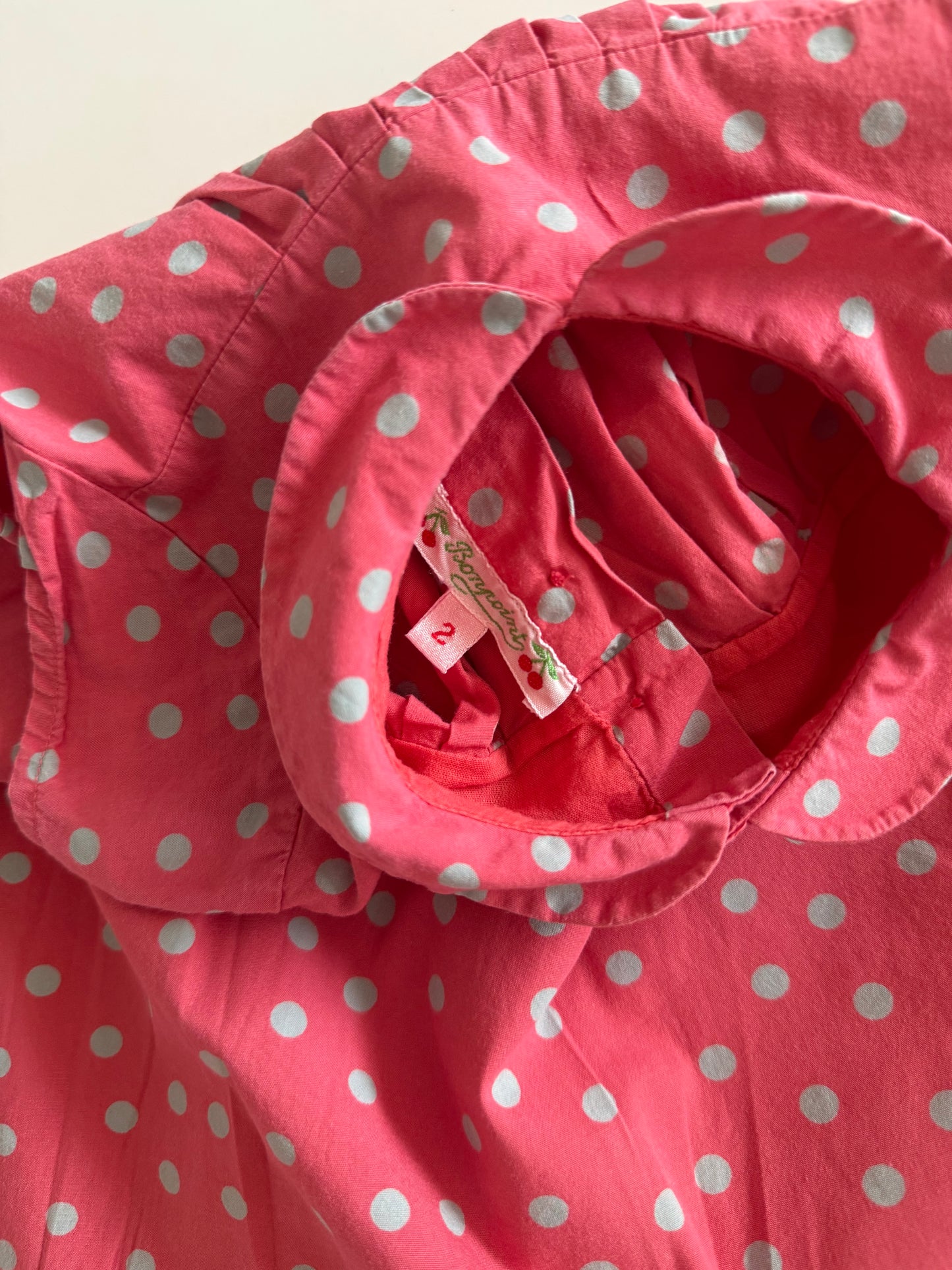 BONPOINT Kleid Sommerkleid pink hellblau Punkte 92
