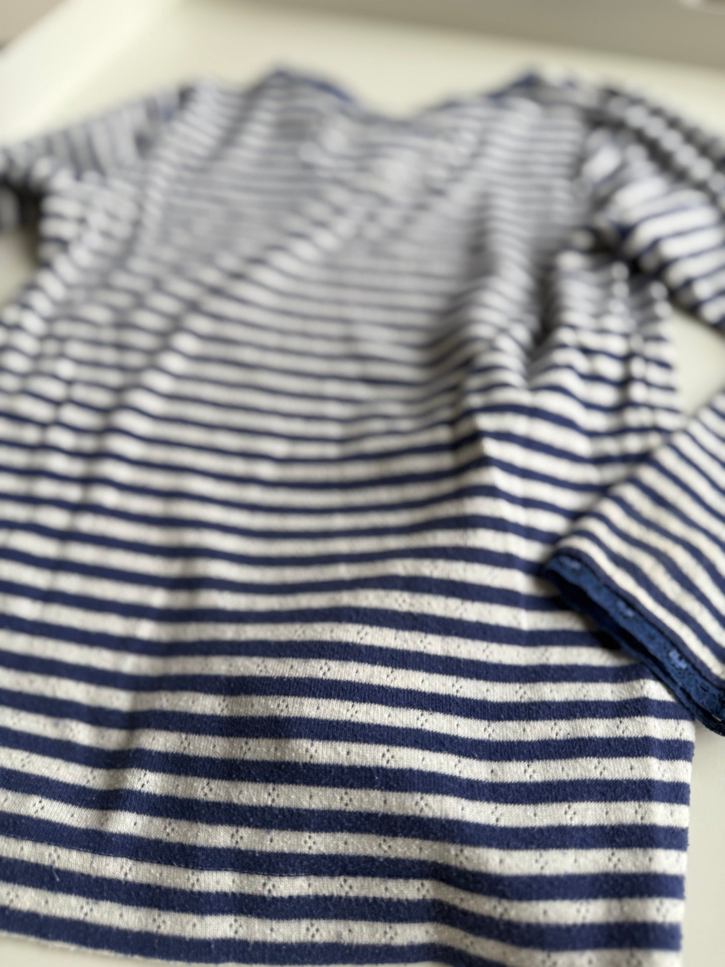 MINI BODEN Langarmshirt Pointelle gestreift blau weiß 122/128