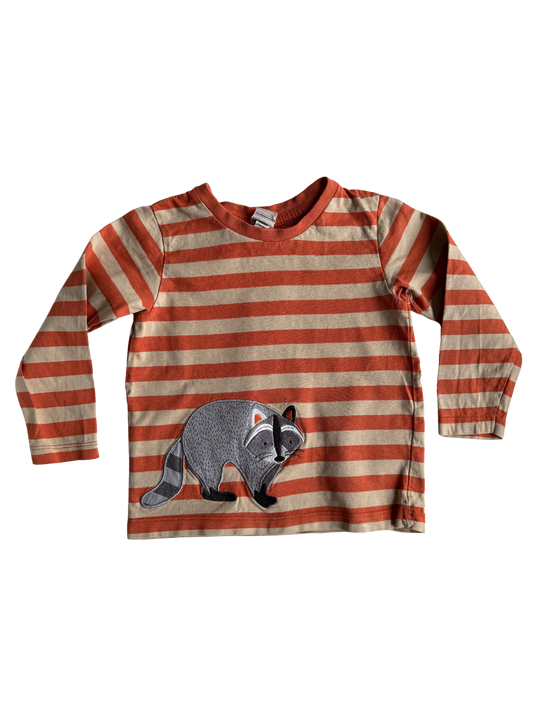 ALANA Langarmshirt Streifen Waschbär orange beige 98