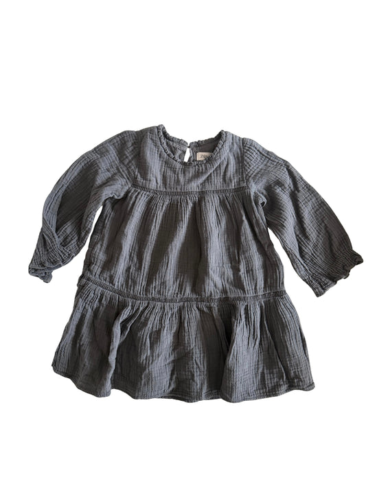 ZARA Kleid Musselin dunkelgrau 92