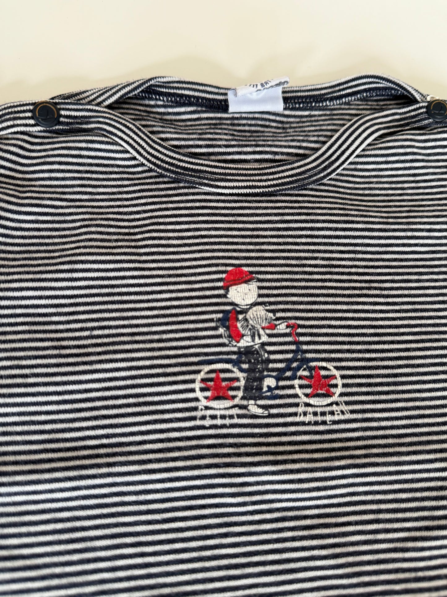 PETIT BATEAU Langarmshirt Blau weiß gestreift 80