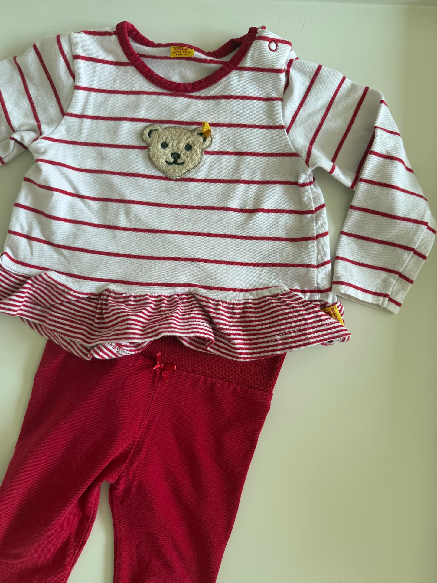 STEIFF Set Hose und Oberteil rot weiß 62
