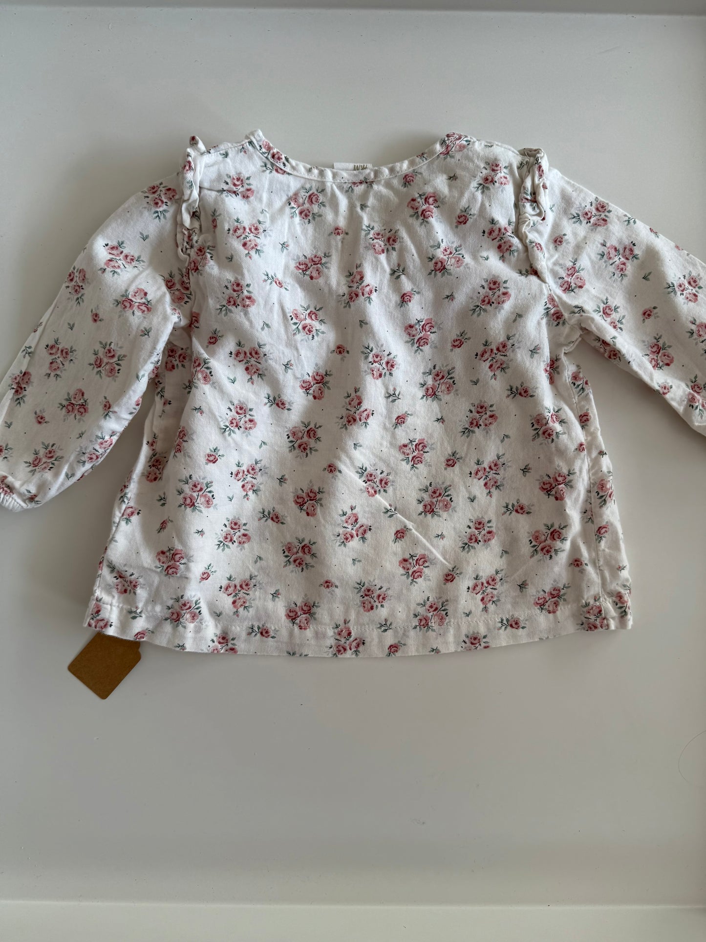 H&M Bluse weiß rosa Streublumen 74
