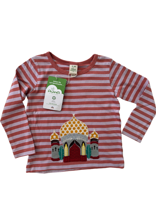 ALANA Langarmshirt rot grau Tempel Palast neu 104 Secondhand