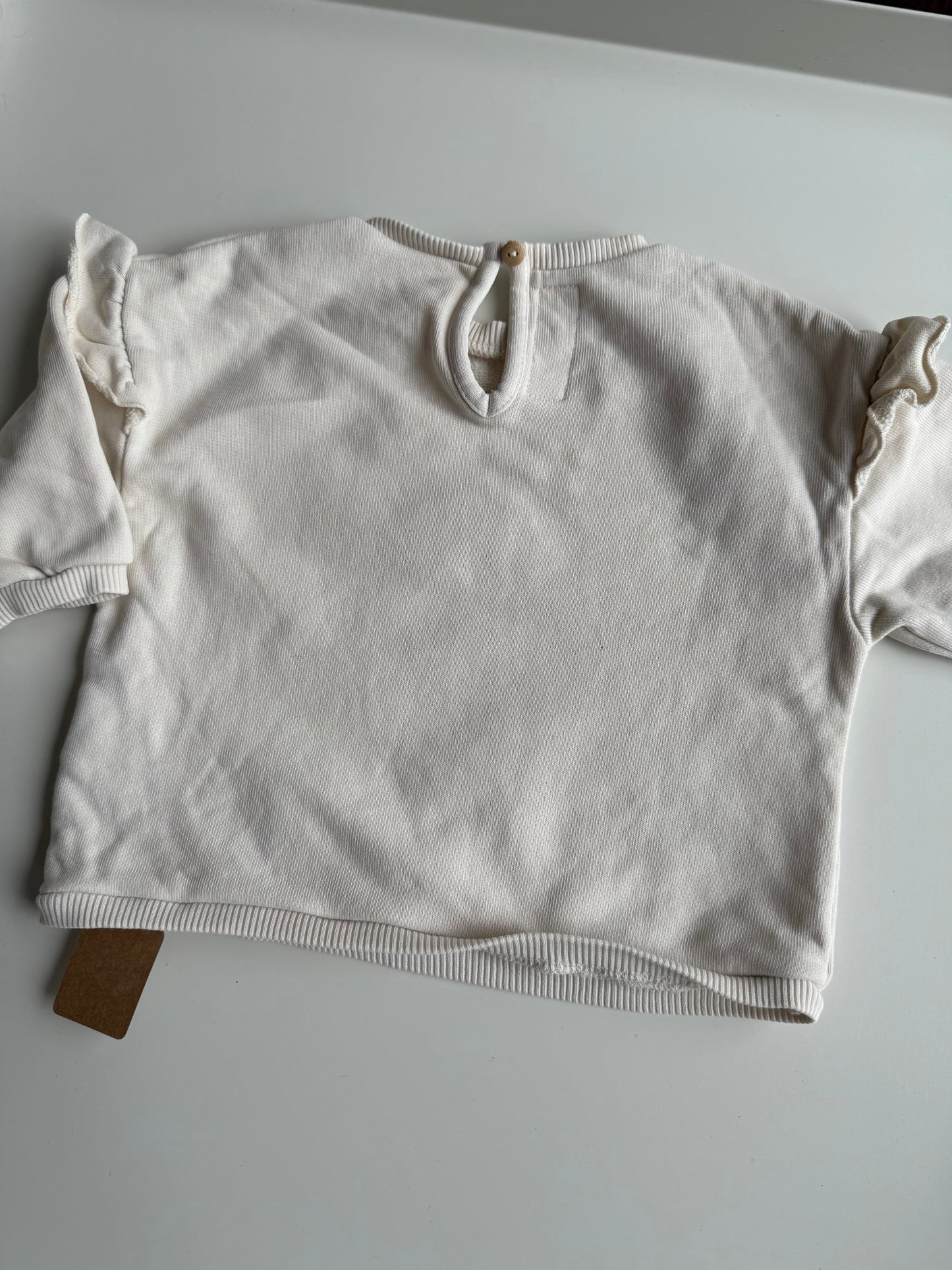 ZARA Sweatshirt Rüschen weiß 68