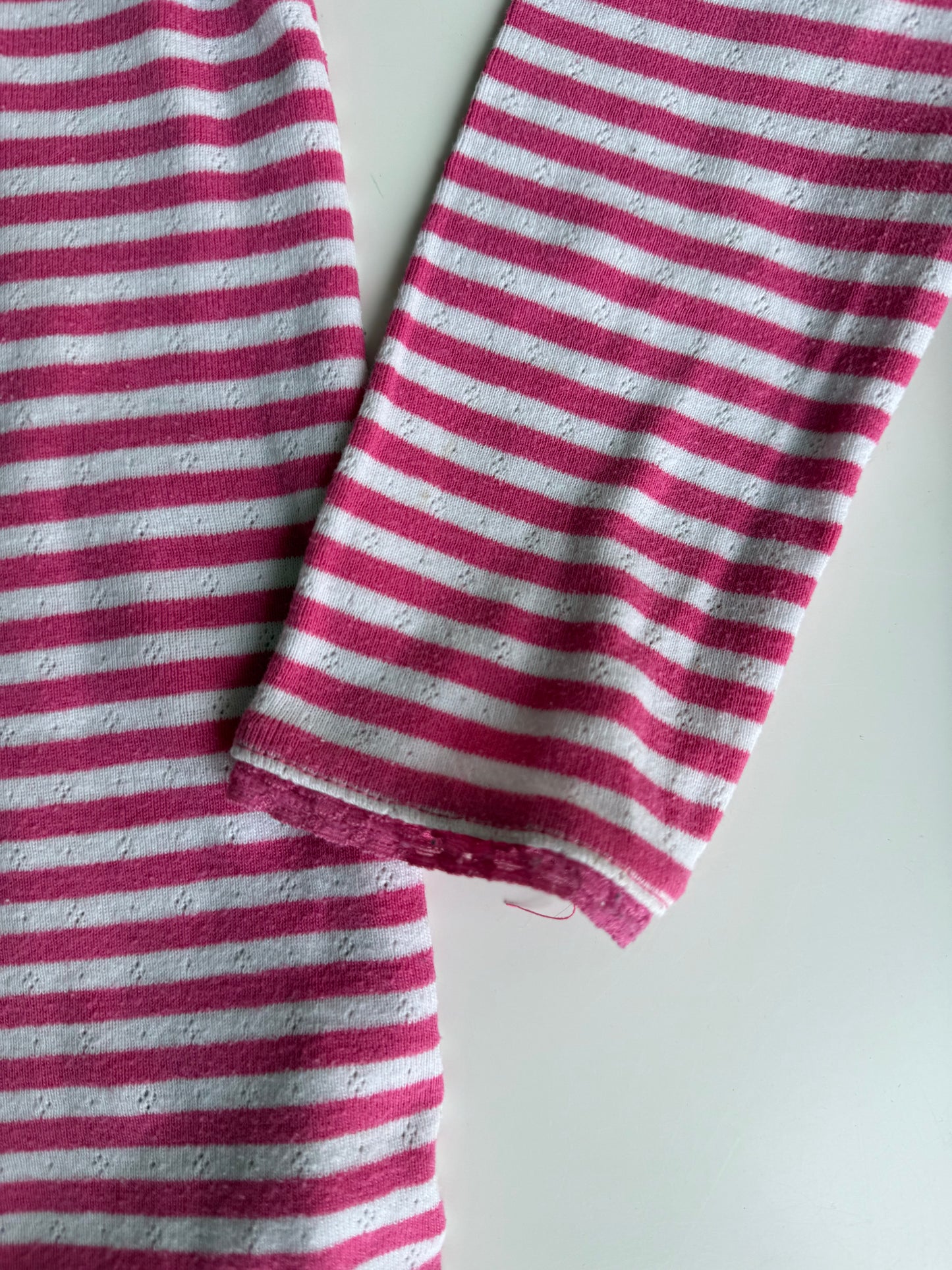 MINI BODEN Langarmshirt Pointelle pink weiß gestreift 128