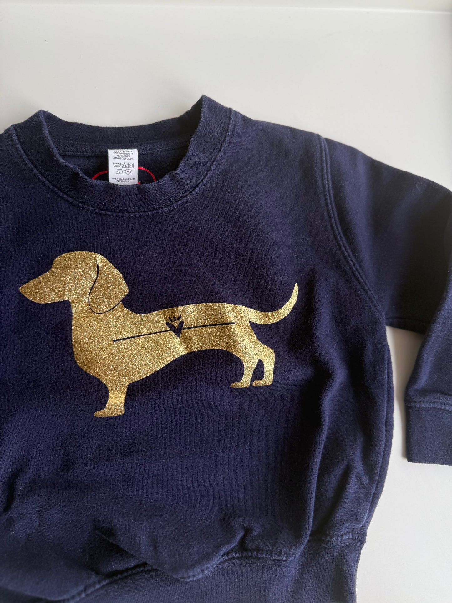 MP Sweatshirt Dackel Gold dunkelblau 98/104