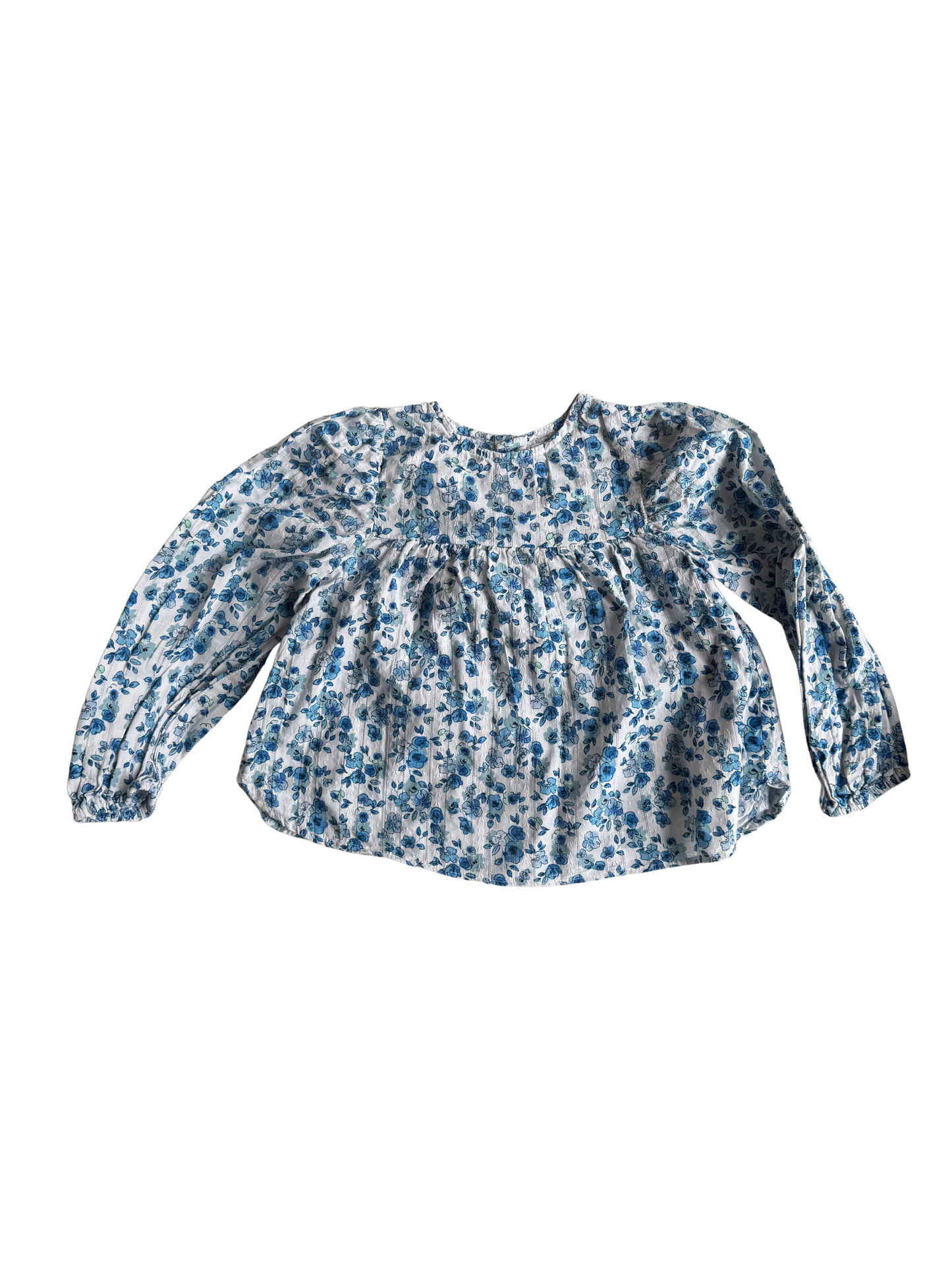 ZARA Bluse Streublumen blau weiß 104