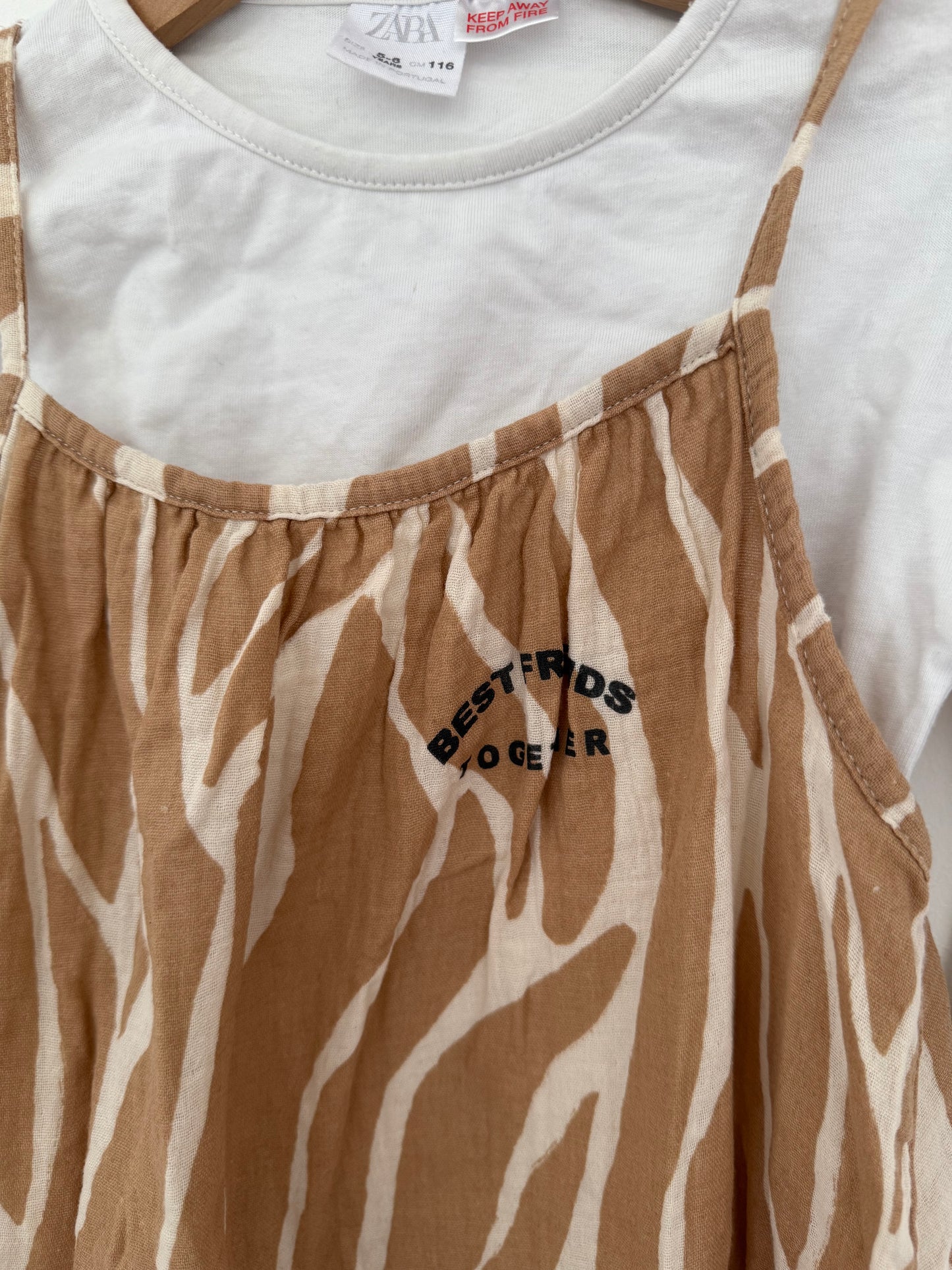 ZARA Kleid braun weiß 116