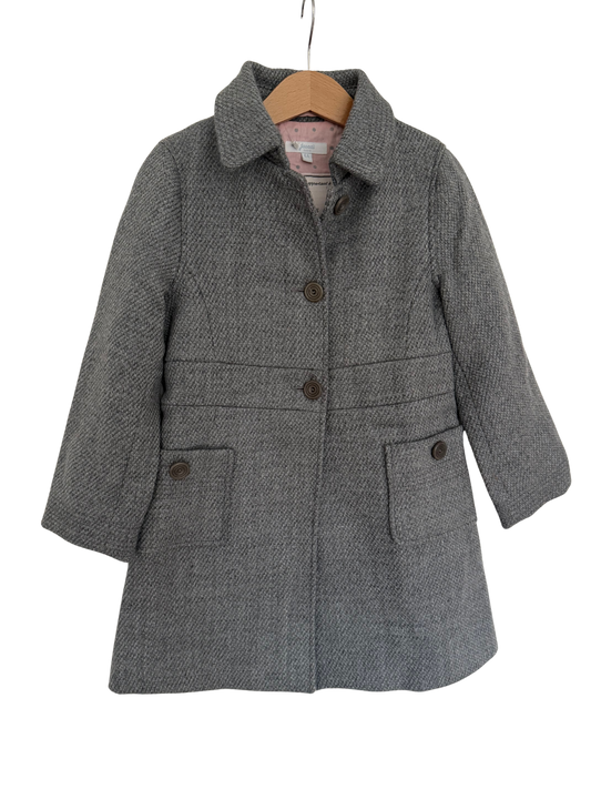 JACADI Mantel Wolle Grau Schleife 104