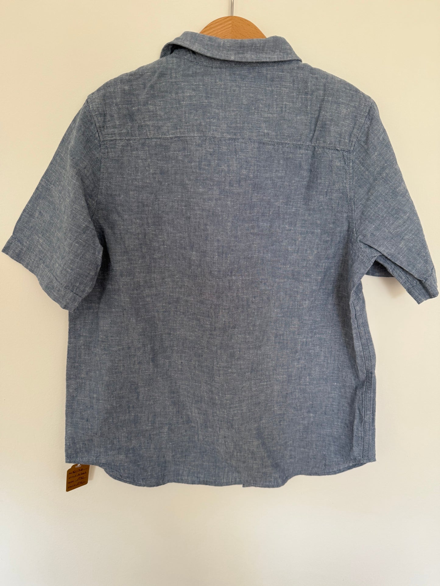 ARKET Hemd Kurzarm Leinen blau 140