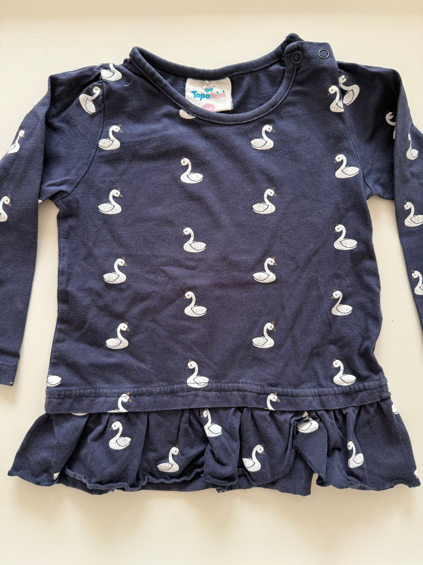 TOPOMINI Langarmshirt dunkelblau Schwäne 92
