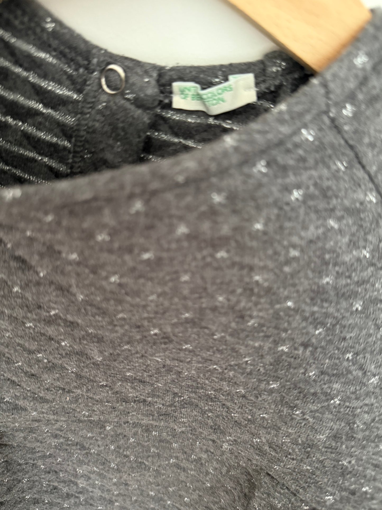BENETTON Kleid dunkelgrau Silber festlich 80