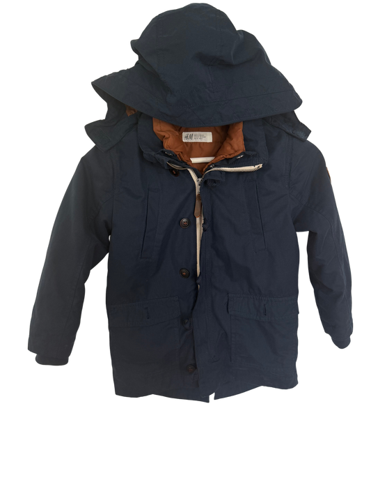 H&M Herbst- und Winterjacke dunkelblau braun 110