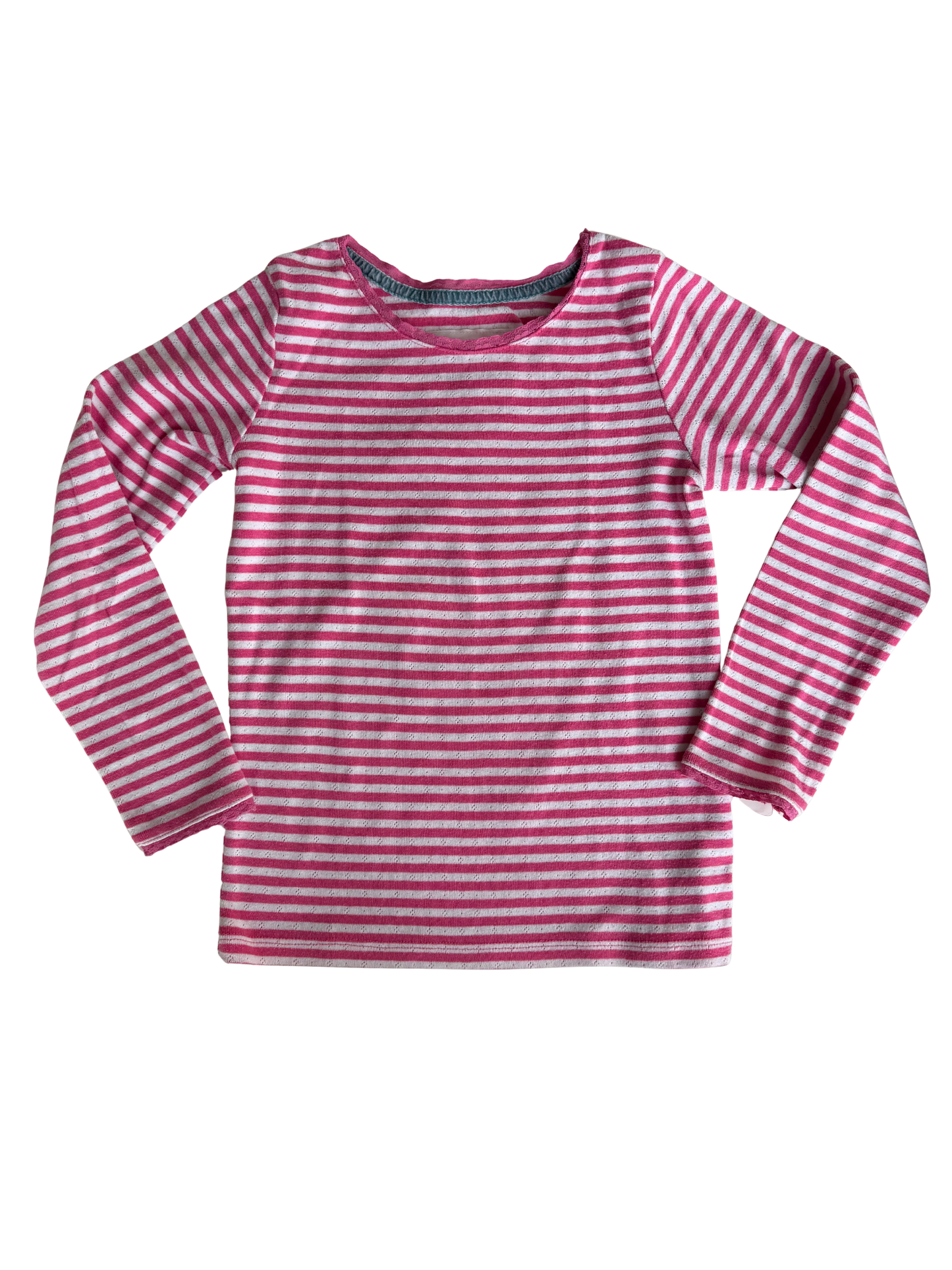 MINI BODEN Langarmshirt Pointelle pink weiß gestreift 128