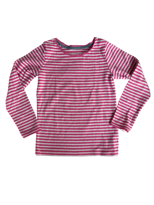 MINI BODEN Langarmshirt Pointelle pink weiß gestreift 128