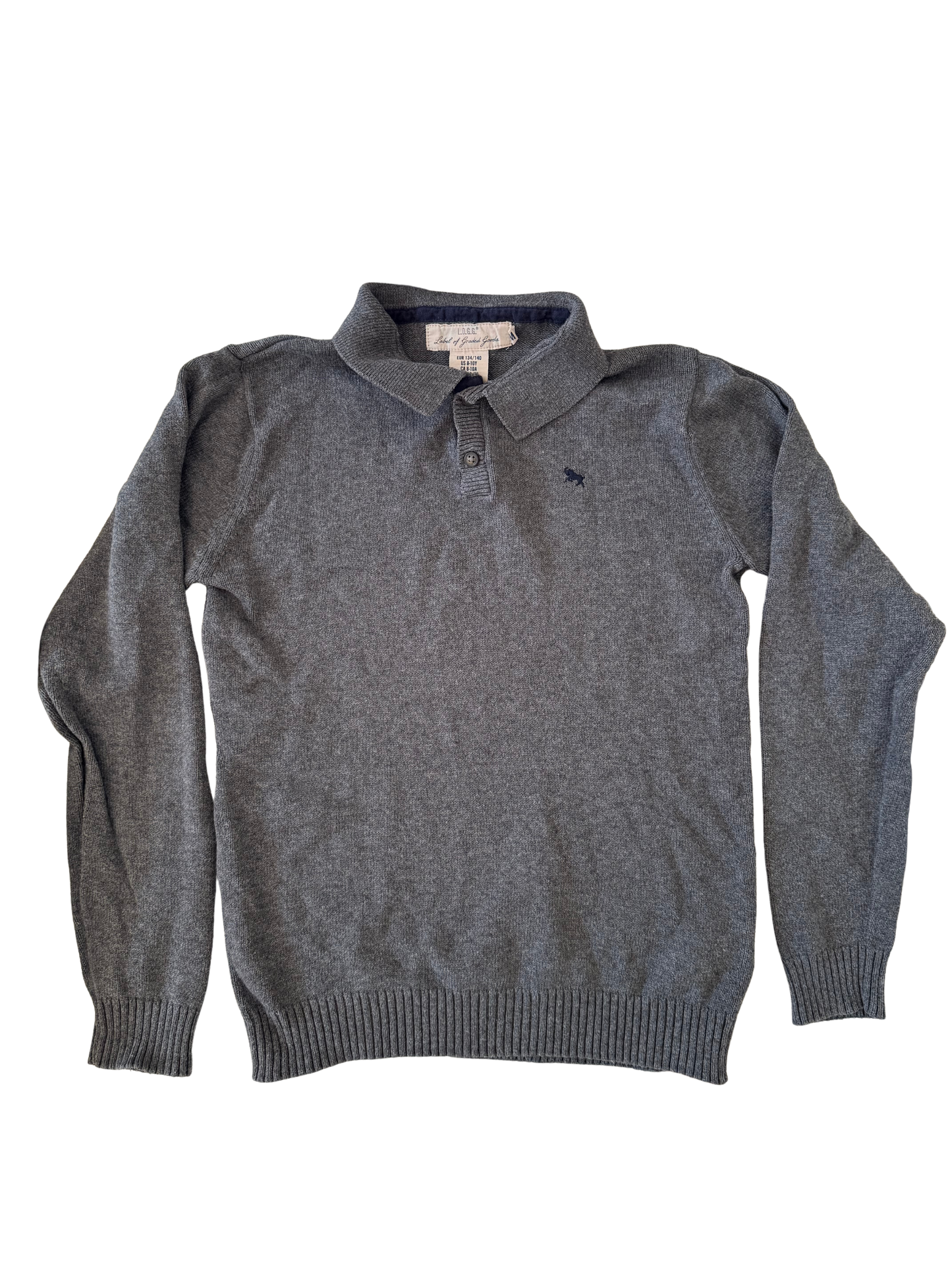 H&M Pullover Polokragen grau 134/140