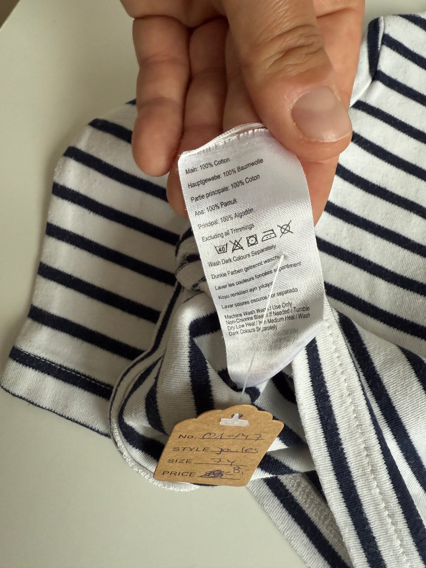 JOULES Langarmshirt blau weiß gestreift 74