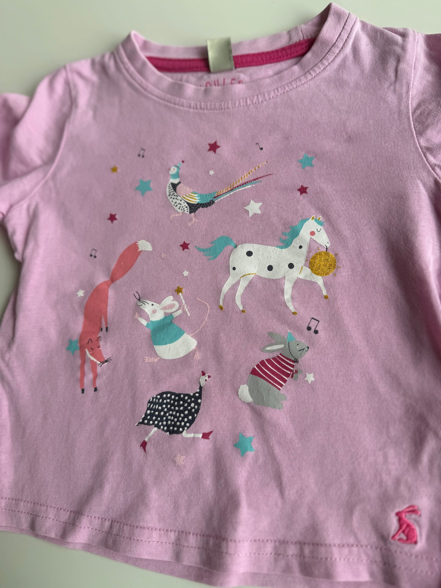 JOULES Langarmshirt Tiere rosa 92