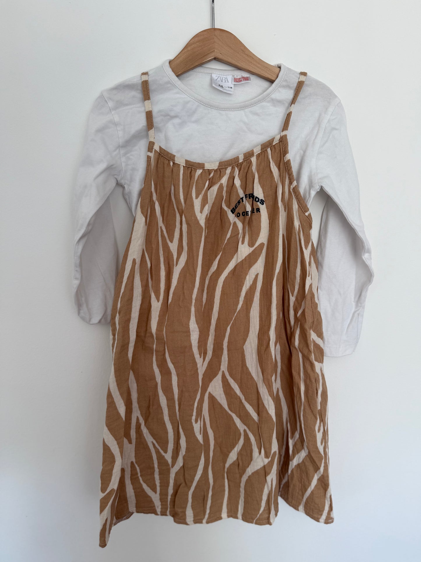 ZARA Kleid braun weiß 116