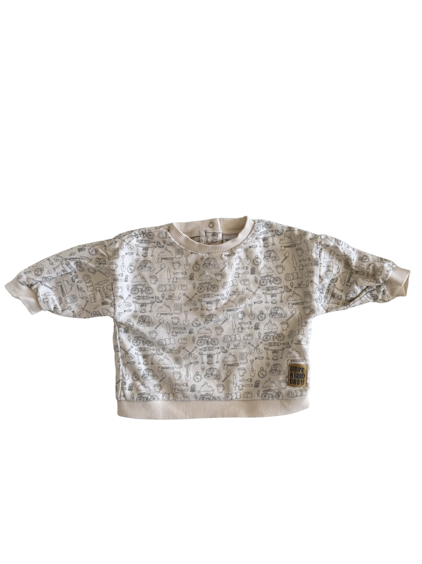 VERBAUDET Sweatshirt Fahrräder Camping beige 68