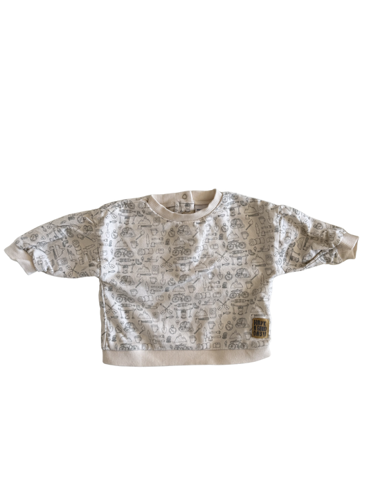 VERBAUDET Sweatshirt Fahrräder Camping beige 68