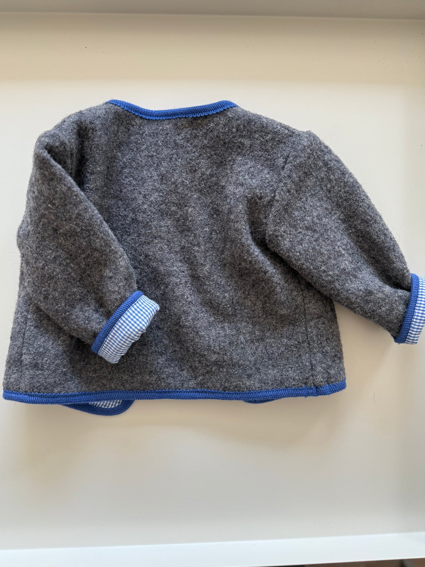 A GWOND VOM LAND Janker Jacke Schurwolle grau blau 74