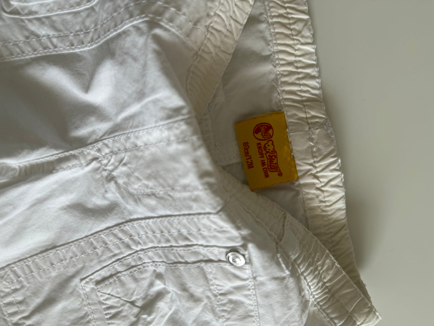 STEIFF Hose Cargo Bermuda Shorts Bärchen weiß 80