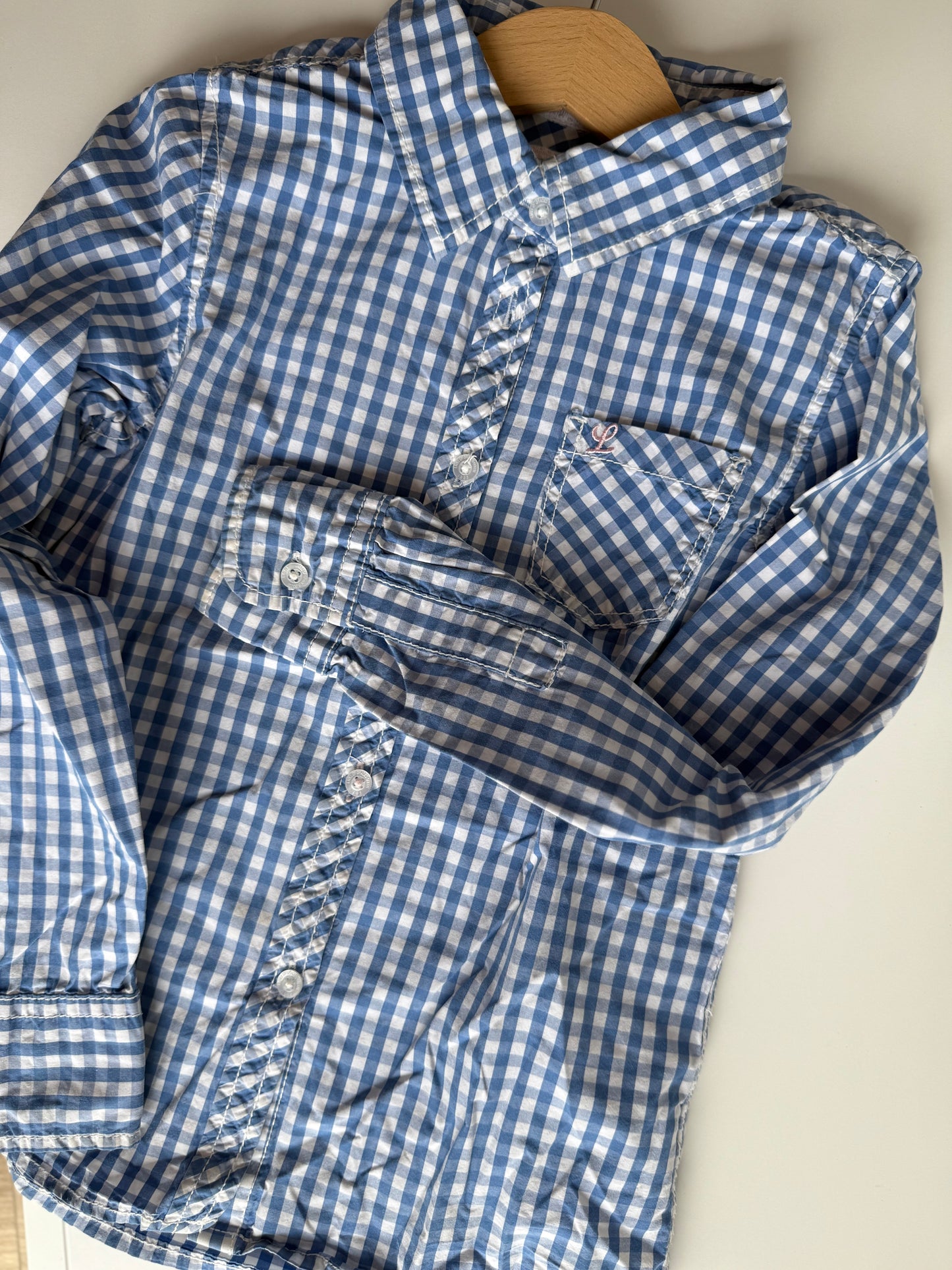 H&M Bluse kariert blau weiß 122