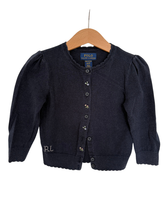 RALPH LAUREN Strickjacke Blümchen dunkelblau 92