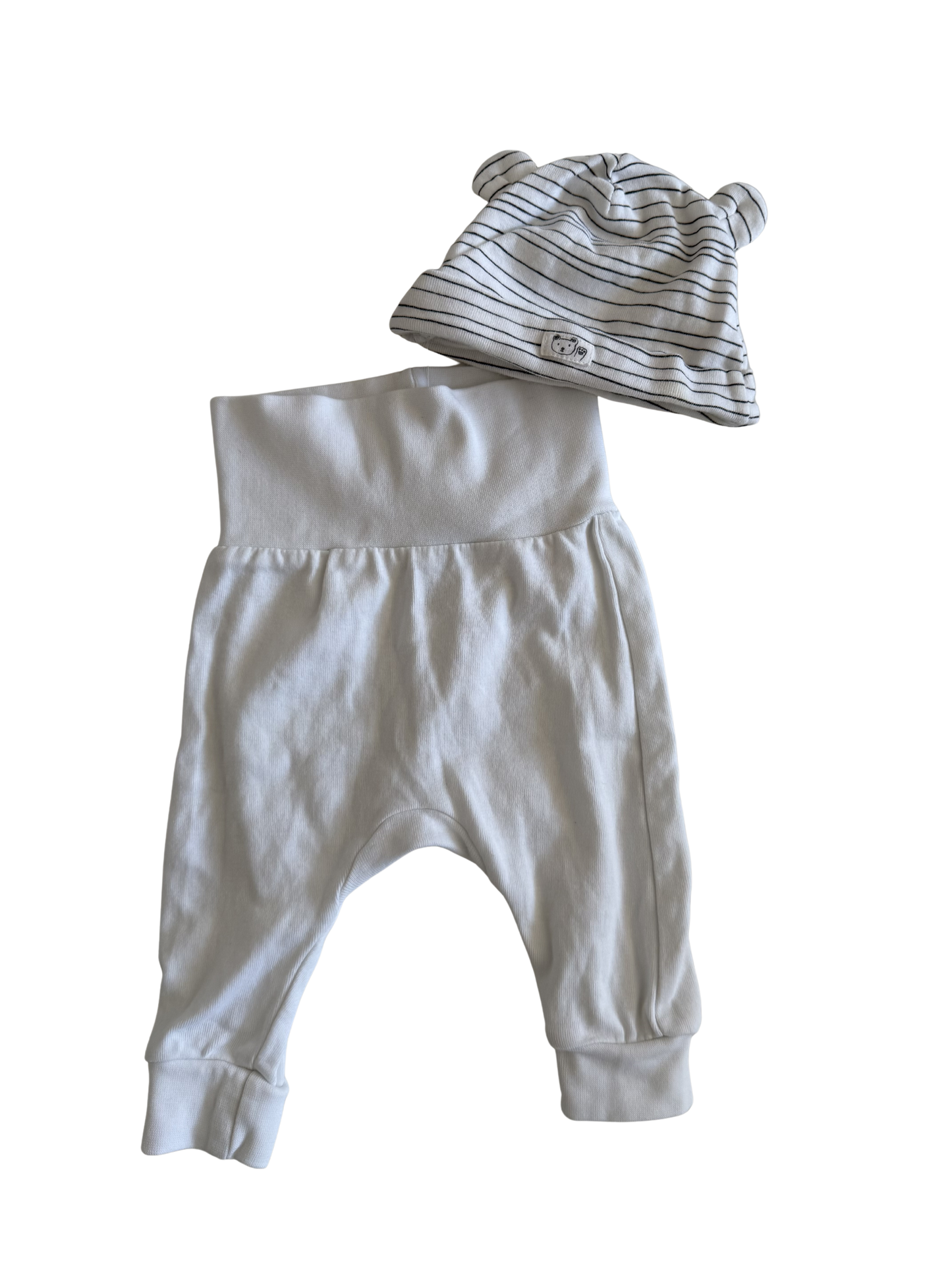 H&M Set Hose Mütze weiß blau 56