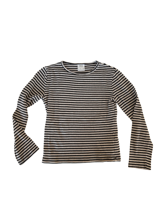 ZARA Langarmshirt schwarz grau weiß 134