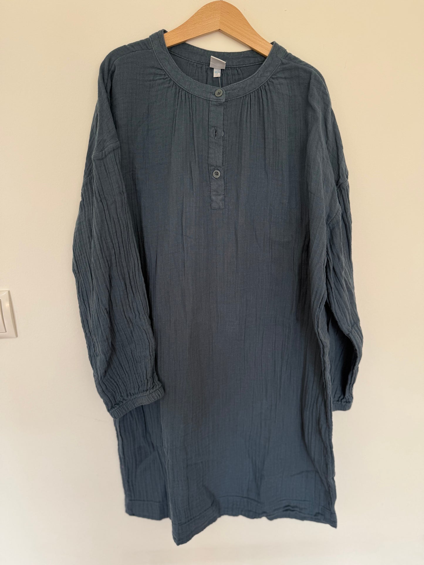 PETIT BATEAU Kleid Musselin blau 146/152