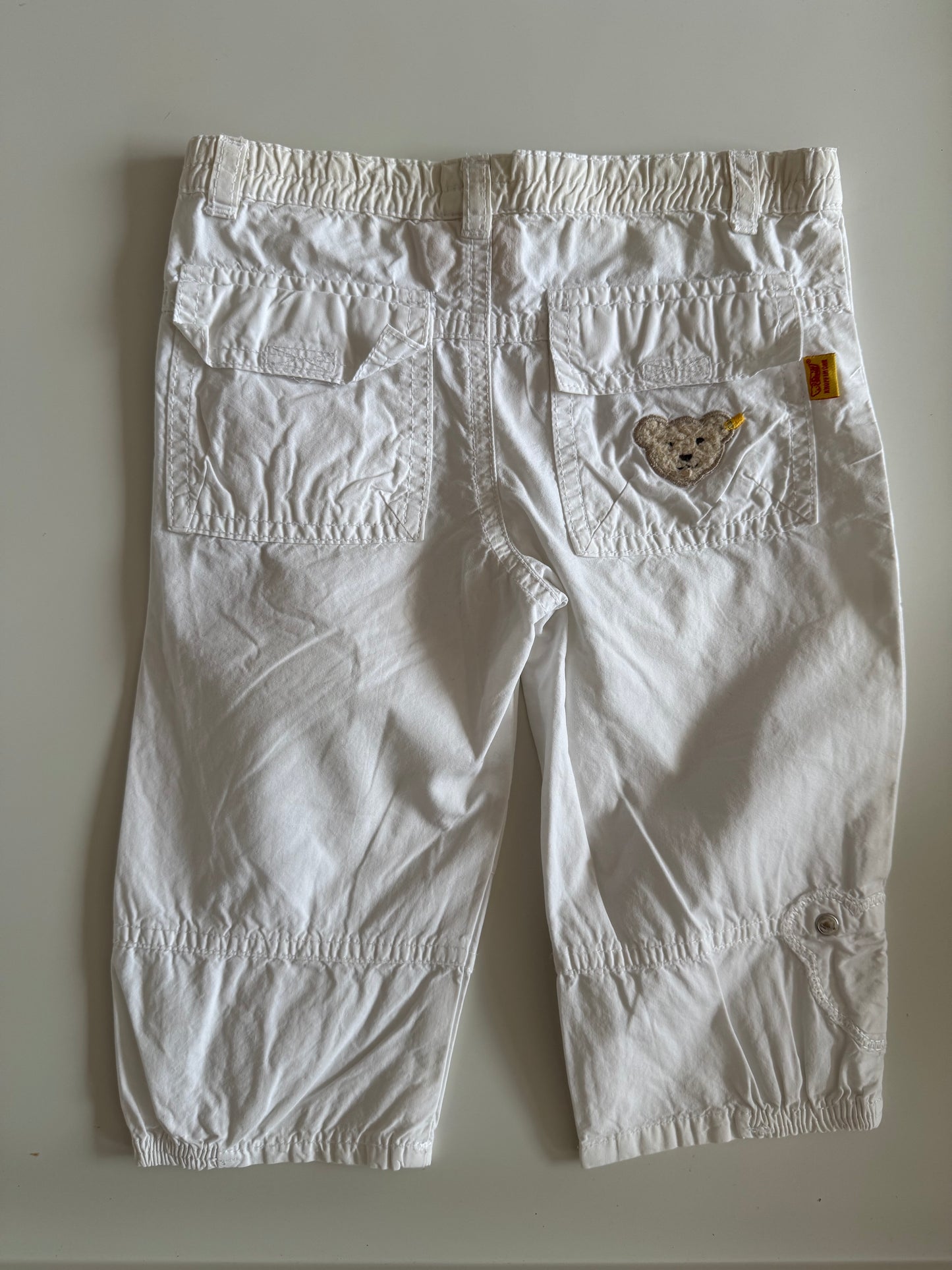 STEIFF Hose Cargo Bermuda Shorts Bärchen weiß 80