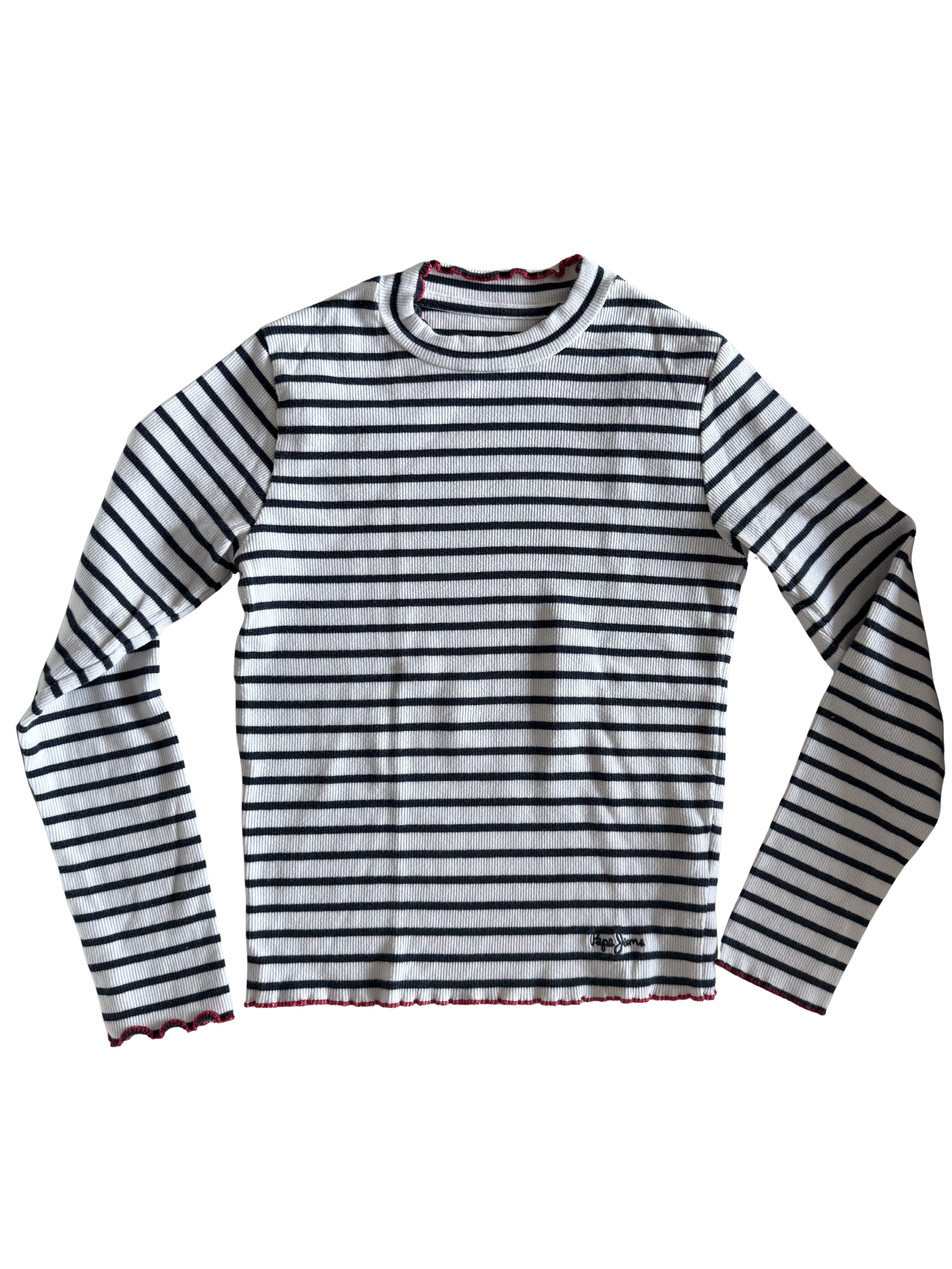 PEPE JEANS Langarmshirt ripp blau weiß 164