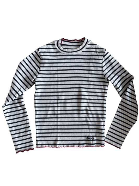 PEPE JEANS Langarmshirt ripp blau weiß 164