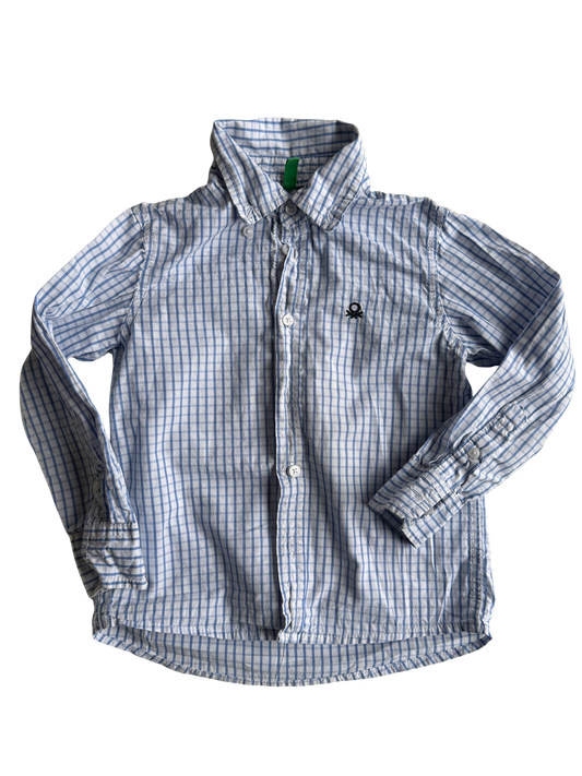 BENETTON Hemd kariert blau weiß 110