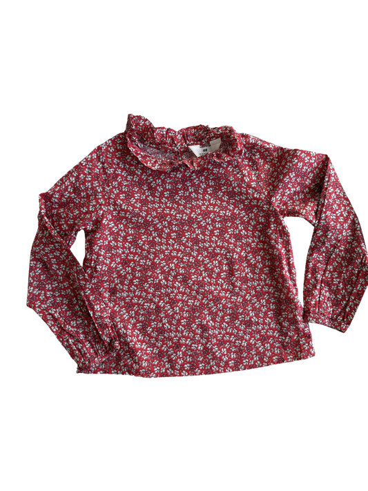 H&M Bluse Streublumen rot 128