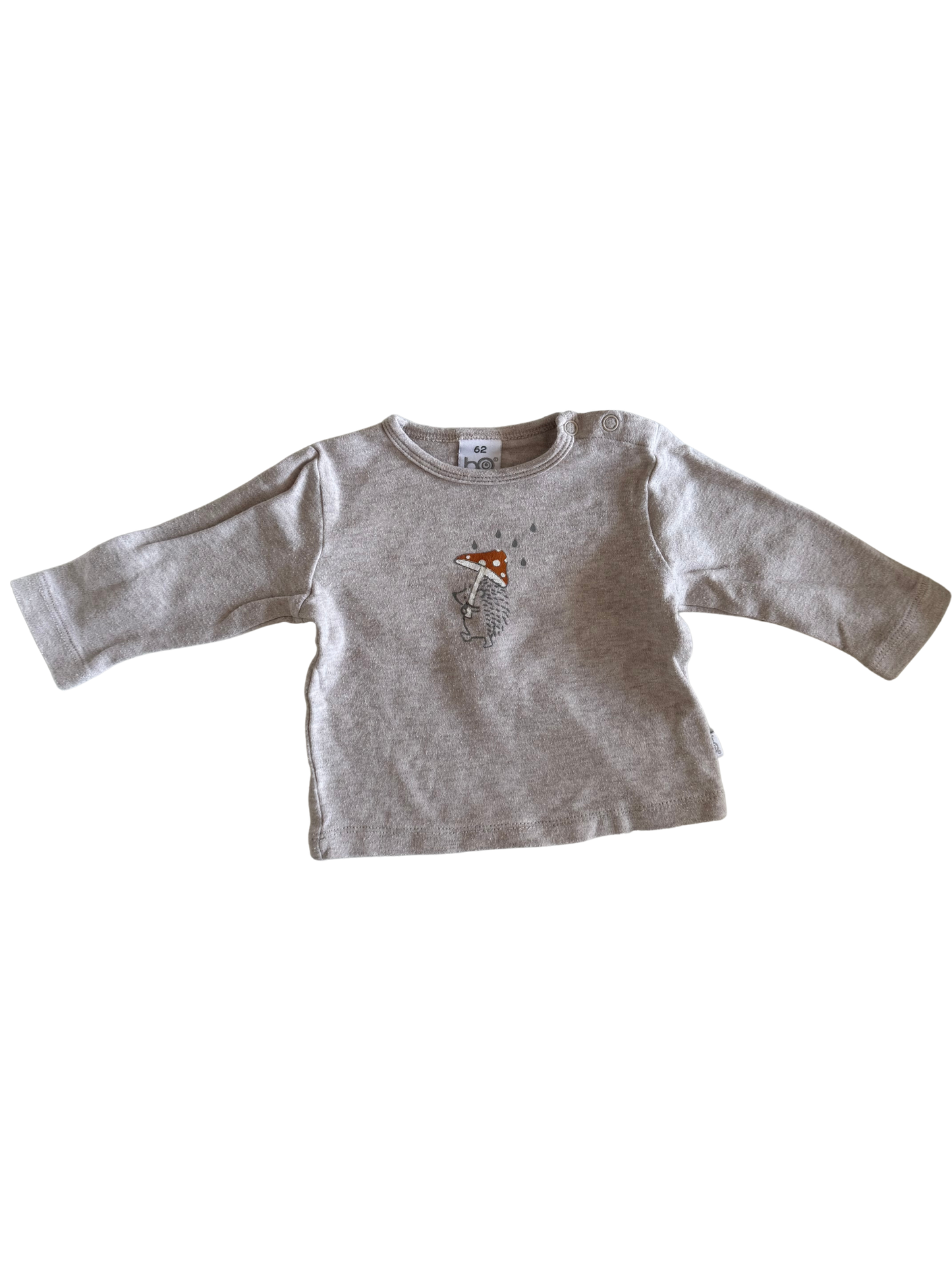 BO Langarmshirt Igel Fliegenpilz grau beige 62