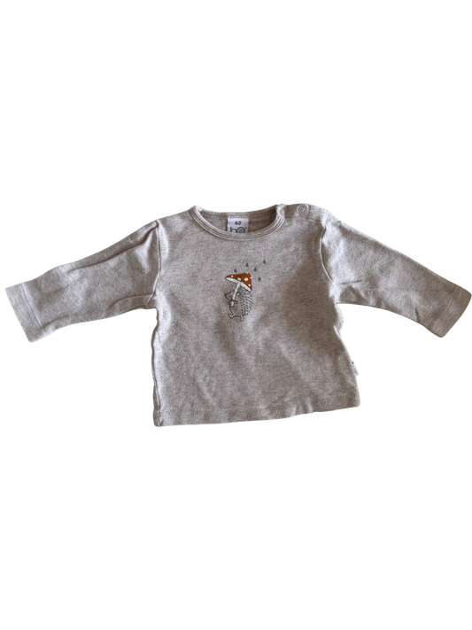 BO Langarmshirt Igel Fliegenpilz grau beige 62