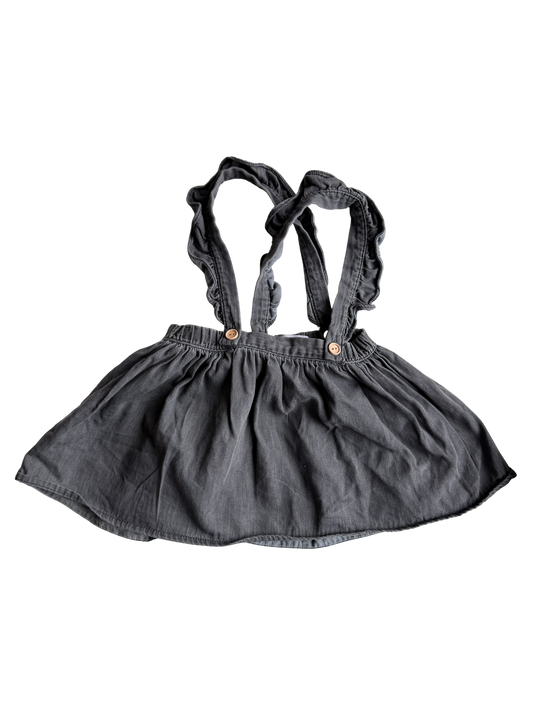 ZARA Latzrock Jeans schwarz grau 98