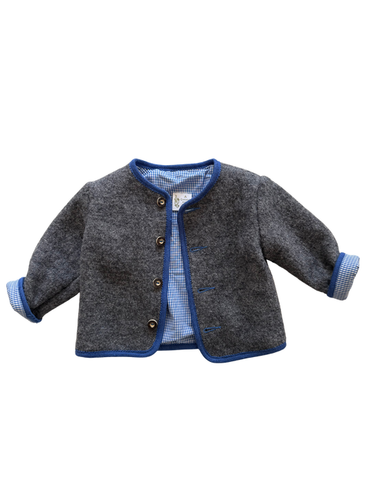 A GWOND VOM LAND Janker Jacke Schurwolle grau blau 74