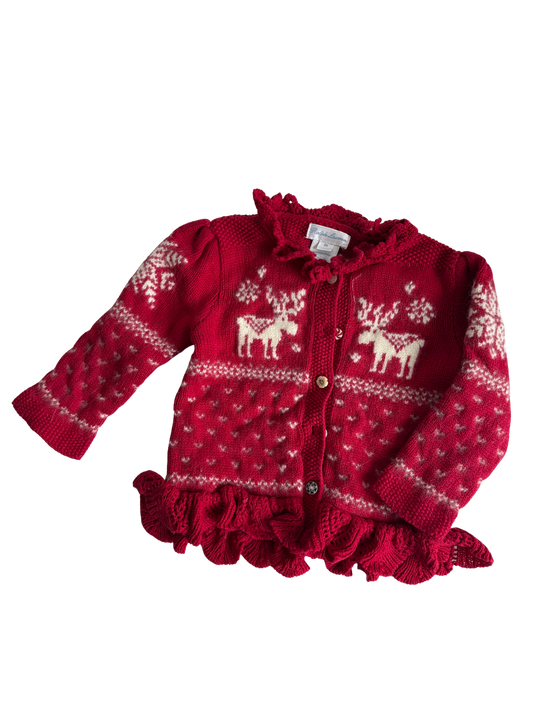 RALPH LAUREN Strickjacke rot weiß Weihnachten Wolle 74